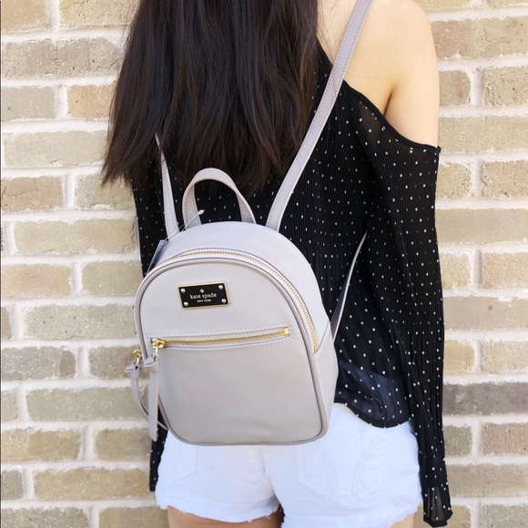 NWT Kate Spade Mini Bradley nylon backpack gray - Picture 2 of 7